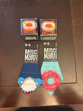 Dog bundle.  Two bandanas and collar lights!